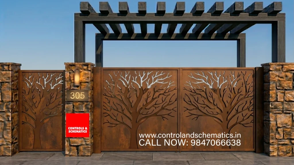 Contemporary corten steel gate